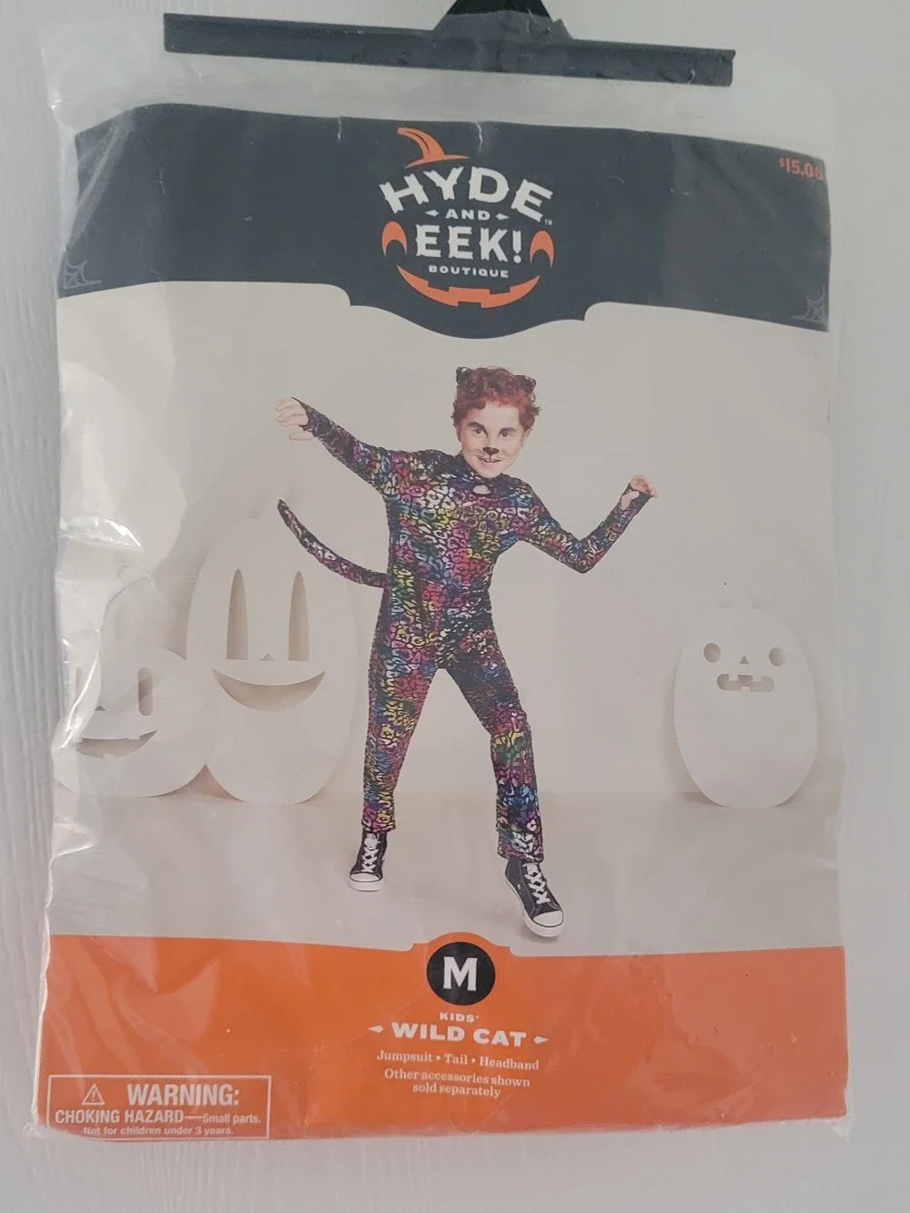 Kid UNISEX Wild Cat Rainbow Foil Leopard Halloween Costume Jumpsuit Size 8